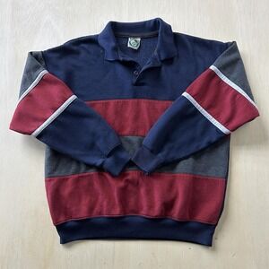 Vintage Appalachian Trail Sweatshirt Mens Large Blue Fleece Collared Colorblock